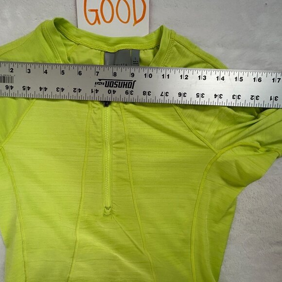 Athleta Womens Neon Yellow Quarter Zip Pullover Performance Top Small Stretch - Picture 5 of 8
